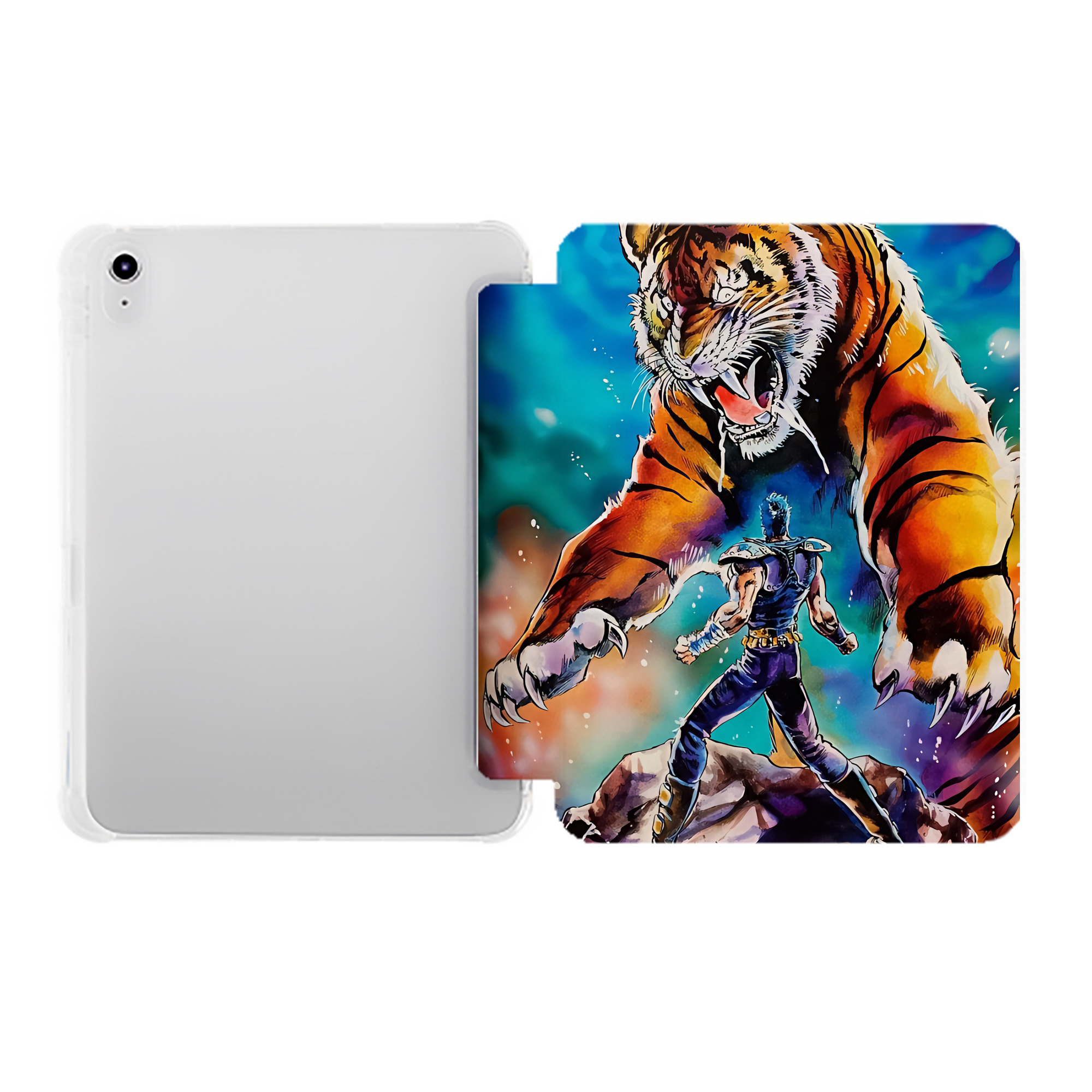 （画像用） 北斗の拳 Fist of the North Star IPad ケース ペン収納付き 三つ折りスタンド PUレザー×シリコン 対応機種9.5/10.5/10.9インチ